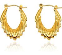 TTPSRY Hoop Earrings Women's Gold Earrings Vintage Hollow Pattern Jewellery Earrings Gift Elegant Earrings for Women Girls Everyday Party Wedding, Alloy Steel, No Gemstone