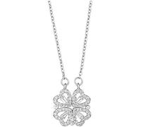 TTPSRY Necklace Femme Chaine Argent Pendentif Trèfle à Quatre Feuilles Bijoux Élégant Cadeau Anniversaire Fête des Mères Saint Valentin Noël Accessory Fashion, Metal