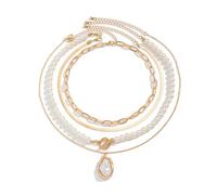 TTPSRY Necklaces for Women Pearl Necklace Personalised Necklace Irregular Layers Necklace Hypoallergenic Ideal for Everyday and Party Wear(Gold-1)