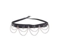 TTPSRY Punk Harness Leather Chains Waist Black Belly Layers Sexy Adjustable Beach Club Night Party Accessories Body Jewelry for Women and Girls, one size, Alloy, Without