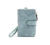 TTPSRY Purse Women Trifold Short Zipper Button Comfortable PU Leather Large Capacity Small Wallet Multiple Card Slots Wallet ID Short Wallet Gift, blue