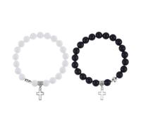 TTPSRY Set of 2 Cross Beaded Couple's Bracelets Fashion Faith Design Suitable for Daily Wear Suitable for Couples and Friends