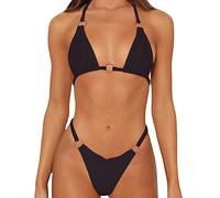 TTPSRY Sexy Bikinis for Women 2 Piece Thong Bikini Set Spaghetti Strap Swimsuits Bathing Swimwear Triangle Bathing Suit (Black/S)