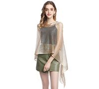 TTPSRY Shawls and Wraps for Evening Dresses Womens Sparkling Metallic Scarf Wear for Bridal Weddings Party Formal Bridesmaid (Gold)