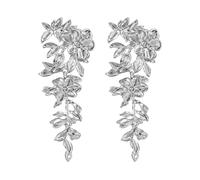 TTPSRY Silver Flower Petal Leaf Dangle Earrings Bohemian Earrings Tassel Earrings Exaggerated Flower Earrings Statement Jewelry for Women Daily Wear and Party Gifts (Silver)