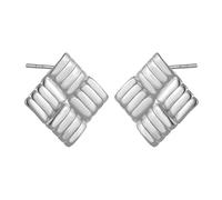 TTPSRY Square Textured Stud Earrings Geometric Metallic Statement Jewelry Minimalist Ribbed Pattern Accessories
