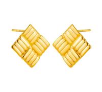 TTPSRY Square Textured Stud Earrings Geometric Metallic Statement Jewelry Minimalist Ribbed Pattern Accessories