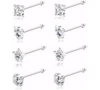 TTPSRY Surgical Steel Nose Piercing Star Square Heart Round Crystal L Bar Nose Cartilage Ornament, Stainless Steel