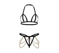 TTPSRY Women Cut Out Lingerie Set Sexy Bra and Panties Set Bandage Bikini Underwired and Knickers Nightwear for Valentine's Day (S) Black
