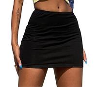 TTPSRY Women Mini Skirt Pencil Bodycon Short Skirt Elasticated Micro Skirt Sexy Casual High Waist Skirts Stretchy Slim Skirt Black