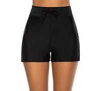 TTPSRY Women Summer Bikini Bottoms High Waisted Swimming Shorts Tankini Shorts Swim Short Bathing Bottoms (Black/S)