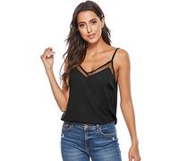 TTPSRY Women's Camisole Cami V-Neck Vest Tank Top Sleeveless Shirt Adjustable Spaghetti Strap Lingerie Sexy Undershirt Loose Blouses (M) Black