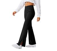 TTPSRY Women's Flare Yogo Pants with Pockets High Waist Workout Casual Leggings Stretch Lounge Bootcut Bell Bottom Pants (Black/M)