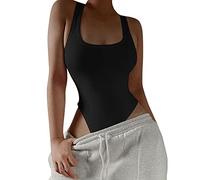 TTPSRY Women's Sleeveless Bodysuit Sexy Ladies Tank Tops Stretch Leotard Shirts Going Out Camisole Bodysuit (Black/L)