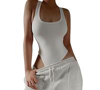 TTPSRY Women's Sleeveless Bodysuit Sexy Ladies Tank Tops Stretch Leotard Shirts Going Out Camisole Bodysuit (White/S)