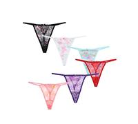 TTPSRY Women's Underpants, 6 Pack G-String Thongs, Low-Rise Cotton Mesh Bikini Panties with Floral Pattern, for Ladies