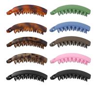 TTQiAnJ 10 Pcs Banana Hair Clips 13cm,Large Plastics Vintage Comb Fish Clips,Thin Fine Thick Hair Banana Claw Clips,Non Slip Fishtail Hair Clip for Women and Girls,10 Colors
