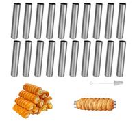 TTQiAnJ 20 Pieces Stainless Steel Cream Roll Mold,Non Stick Cannoli Moulds with 1 PCS Brush,12 x 2 cm Pancake Roll Molds for Danish Pastry Pancake,Cannoli Tubes Croissant Baking
