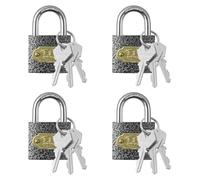 TTQiAnJ 4 Pcs Padlocks with Keys,32 mm Heavy Duty Padlocks,Small Lock - Solid Brass for Gym Locker,Suitcase,Luggage,Shed - Black