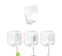 TTQiAnJ 4 Pcs Toothbrush Head Covers,Plastics Independent Toothbrush Holder Wall Mounted Portable Self Adhesive Dustproof Suction Toothbrush Organizer for Bathroom Kitchens,White