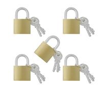 TTQiAnJ 5 Pcs Small Padlocks with 15 Keys,32mm Mini Travel Key Padlock Metal,Weatherproof Versatile Keyed Lock Set,for Secure Outdoor and Indoor Protection,Golden