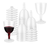TTQiAnJ 50 Pcs Clear Plastic Wine Glasses,150 ml Wine Tasting Cups,Glasses Reusable Stemmed Party Wine Cups for Weddings Birthdays Christmas BBQ & Garden Party