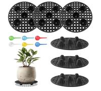 TTQiAnJ 6 Pcs 20cm Level Pot Elevator,Pot Holder Plastic Plant Risers,Flower Pot Stand Plant Holder Support Rack with 6 Pcs watering machines for Deck,Indoor,Outdoor,Garden,Black