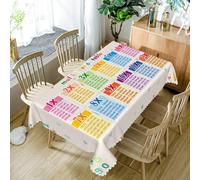 TTQYFNM 54x108inches Multiplication Table Rectangle Tablecloth Colorful 1 to 12 Elementary Math Education Knowledge Table Cloth Waterproof Polyester Table Cover for Dining Room Kitchen Home Decor