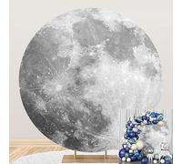 TTQYFNM 5x5ft Outer Space Round Backdrop Cover Polyester Universe Moon Surface Mysterious Fantasy Cosmic Planet Background for Photography Kids Adults Portrait Boys Birthday Party Decor Banner