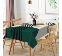 TTQYFNM 60x84inches Green Mid Century Tablecloth Boho Arch Sun Gold Leaves Modern Table Cloth Abstract Geometric Minimalist Oil Proof Stain Resistant Table Cover for Dining Room Kitchen Home Decor