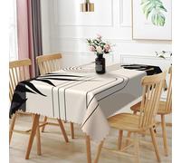 TTQYFNM 60x84inches Mid Century Rectangle Tablecloth Boho Abstract Geometric Leaves Modern Fabric Table Cloth Waterproof Wrinkle Free Table Cover for Home Kitchen Dining Room Picnic Patio Home Decor