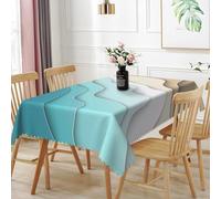 TTQYFNM 60x84inches Modern Rectangle Tablecloth Teal Blue Brown Abstract Ocean Wave Geometric Tablecloths Waterproof Oil-Proof Spillproof Table Cloth Cover for Kitchen Dining Room Indoor Outdoor Use