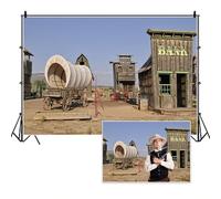 TTQYFNM 7x5ft Wild West Backdrop Vintage Wooden Bank Wagon Carriage Photography Background Retro Western Town Cowboy Boy Kids Themed Birthday Party Decor Banner Portrait Photo Shoot Props Vinyl