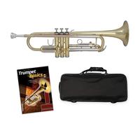 TTR-171 Bb Trumpet in brass - complete with mouthpiece, case, accessories + trumpet method “Trumpet Basics”