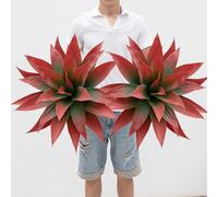 Ttranewsoo Artificial Agave Plants,Large UV Resistant Fake Agave Planters for Indoor and Outdoor Decorating Artificial Plants for Outdoors Fake Plants 2Pack, 28" Red