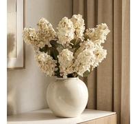 Ttranewsoo Hydrangea Artificial Flowers,Fall Hydrangeas Artificial Flowers, Fake Fall Dried Hydrangea Decoration,Faux Silk Flower with Stems Winter Decor Without Vase（Cream White 8PCS