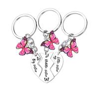 Ttrmieoy 3Pcs Big Sister Middle Sister Little Sisters Keyring for Sisters Matching Keyring Gifts for Women Besties Big Mid Lil Sis Present Butterfly Jewelry