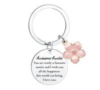 Ttrmieoy Awesome Auntie Keyring for Auntie Gift from Niece Nephew To My Aunt Keyring for Best Aunt Gifts Flower Charm Keyrings Mothers Day Gifts for Aunts Christmas Birthday Present