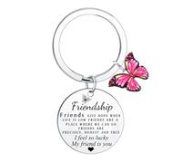 Ttrmieoy Friendship Keyring for Best Friend Keyrings Friendship Jewelry Gifts for Women Sister Besties Christmas Birthday Present Butterfly Charm Keyring for Best Friend Jewelry Gift