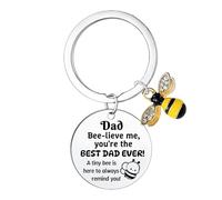 Ttrmieoy Inspirational Bee Keyring Best Dad Ever Gifts for Dad Gifts from Daughter Son Father's Day Gift for Father Daddy Birthday Present Encouragement Bee Jewelry Best Dads Gift Idea