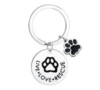 Ttrmieoy Live Love Rescue Gift Pet Rescue Keyring for Pet Dog Cat Lovers Gifts for Dog Owner Gifts Paw Prints Keyring for Animal Lovers Gift Animal Rescued Present