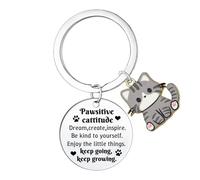 Ttrmieoy Positive Cat Gifts for Cat Lover Gift for Cats Mum Dad Gift Inspirational Cats Keyring Cute Emotional Support Gifts for Pet Lover Animal Lover Present for Friends Daughter Birthday Present