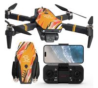 TTROARDS drone with 1080P camera for adults, TT19 brushless motor drones with obstacle avoidance, optical flow positioning, foldable mini drone for beginners with propeller protection, orange
