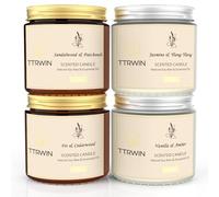 TTRWIN Scented Candles Gift Set, 4 Pack Natural Soy Candles: Jasmine & Ylang Ylang, Sandalwood & Patchouli, Fir & Cedarwood, Vanilla & Amber, Aromatherapy Gift for Christmas Birthday Mother's Day