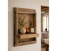 TT's Timber Supplies & Creations Handmade Solid English Oak Rustic Wall Display Shelf Unit Decorative Wall Mounted Shelf 61Cm X 45Cm X 17Cm