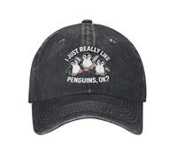 TTVXIHL Men's Baseball Cap，I Just Really Like Penguins Ok Baseball Cap Sun Running Hippie Washed Trucker Hat Women Men Print Snapback Cap，Gift
