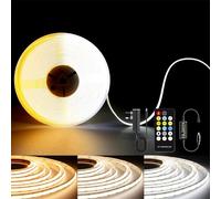 TTWAY CCT COB LED Strip Light 3M Dimmable Kit, Tunable White Tape Light 2700-6500K, 24V Strip Lights with RF Control & UKCA Adapter CRI90+, Ultra Bright Dual White LED Strip for Kitchen, Bedroom