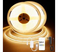 TTWAY COB LED Strip 15M, DC24V LED Strips 2700K with Power Supply, Remote Controller, CRI 92+, 8mm Width, Dimmable LED Strip Lights for Home Decoration, Kitchen, Mirror, Warm White,(2x7.5m)