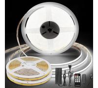 TTWAY COB LED Strip 20M, DC24V LED Strips 6000K with Power Supply, Remote Controller, 384LEDs/M, CRI 90+, 8mm Width, Dimmable LED Strip Lights for Home Decoration, Cool White,(2x10m)