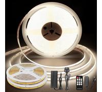 TTWAY COB LED Strip 20M, DC24V LED Strips with Power Supply, Remote Controller, 384LEDs/M, CRI 90+, 8mm Width, Dimmable LED Strip Lights for Home Decoration, Natural White, 4000K (2x10m)